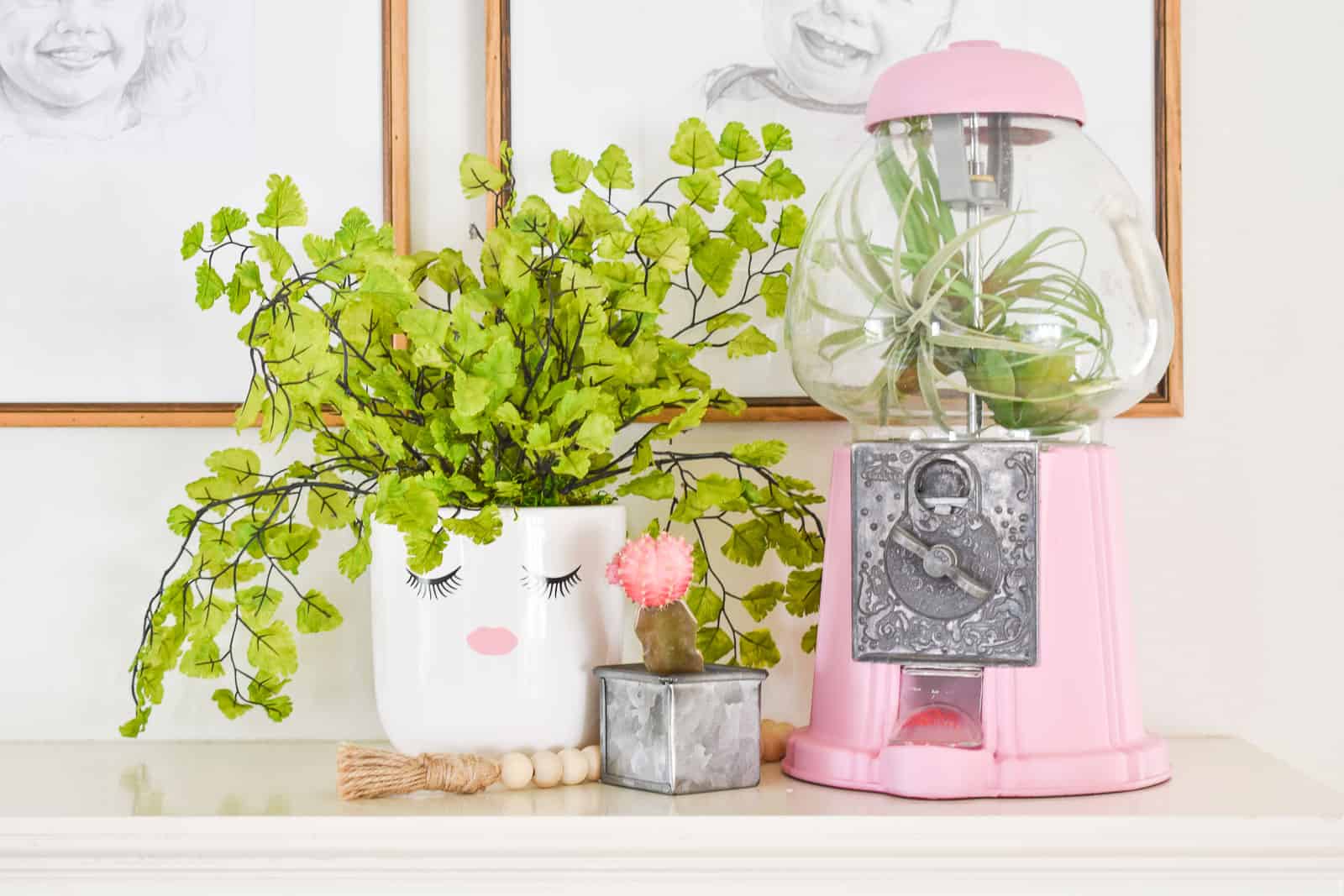 pink spray paint gumball machine makeover