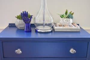 close up of blue table