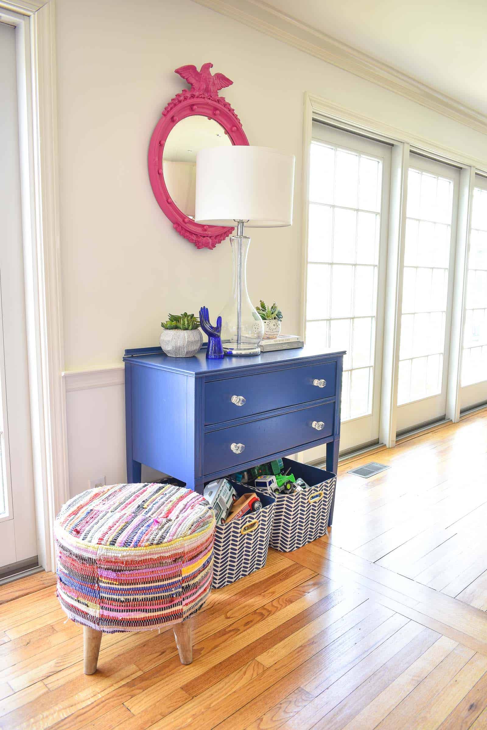 blue repainted table