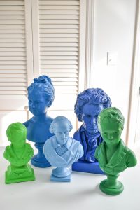 colorful busts in my new office