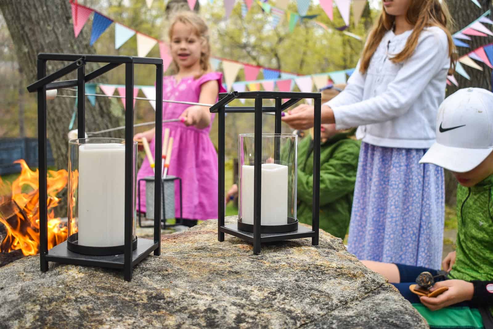 lanterns around fire pit