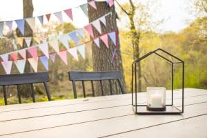 candles and lanterns for s'mores bar