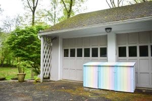painted outdoor toy shed
