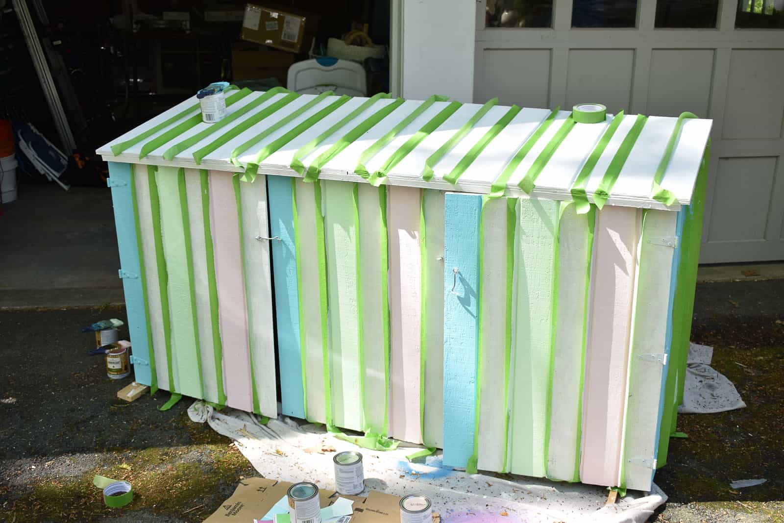 stripes on garbage shed