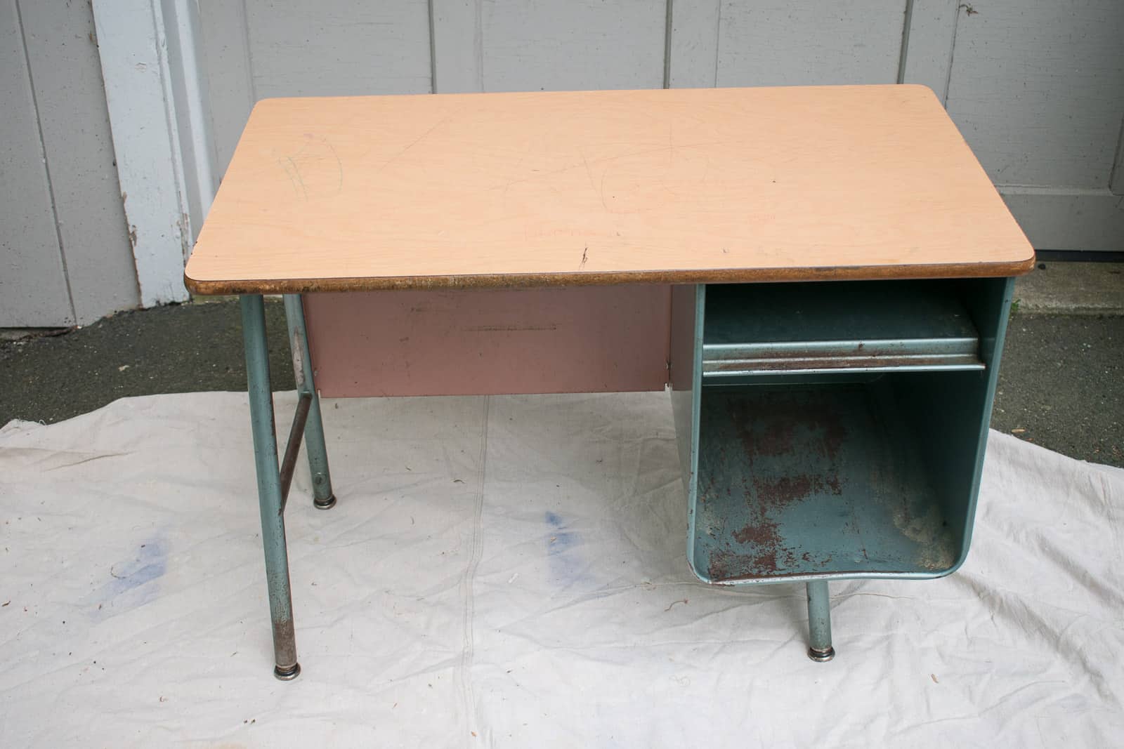 retro metal school desk