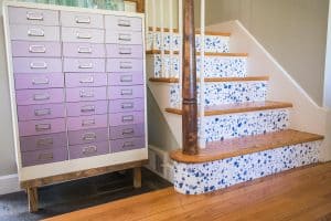 wallpapering stair risers