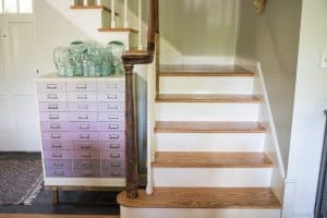 stair risers before wallpaper