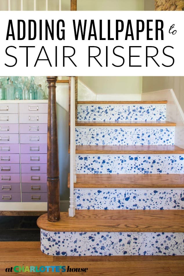 stair riser ideas DIY wallpaper or stencil decoration  Interior staircase Wallpaper  stairs Interior stairs