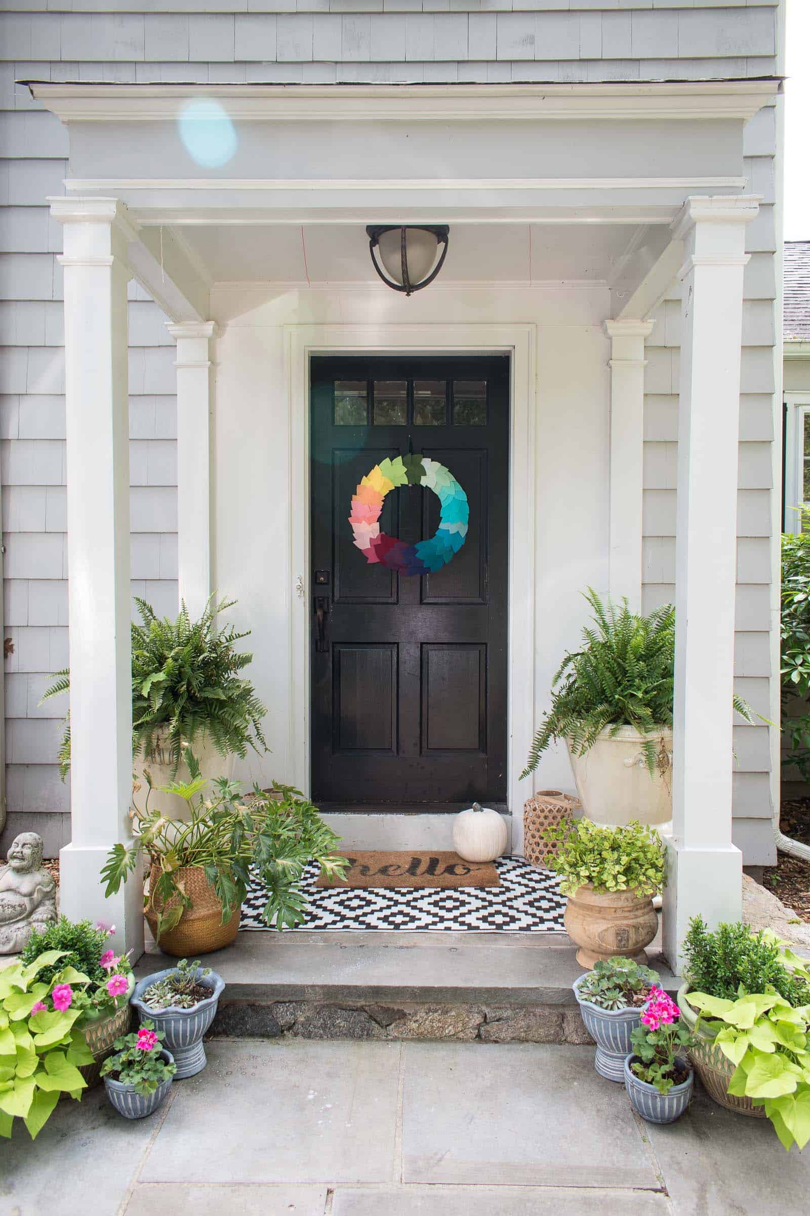 diy rainbow leaf wreath