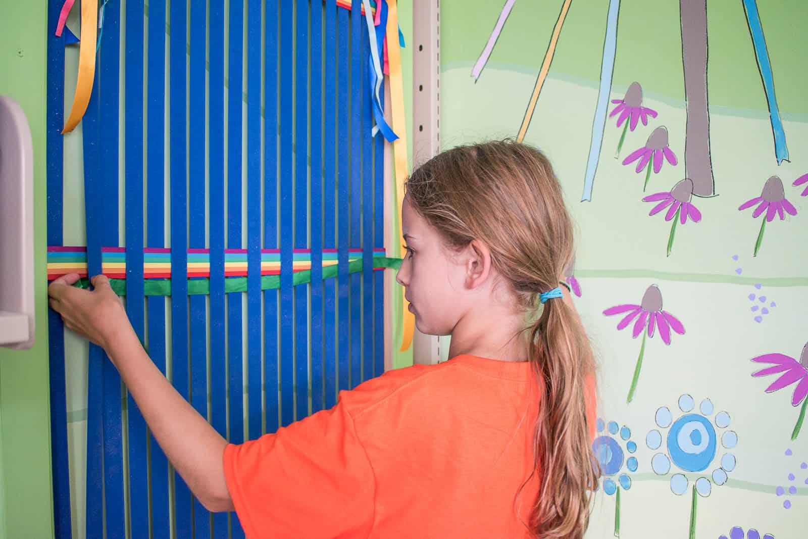 giant weaving loom in maker space