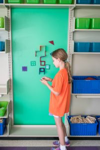 magnet tiles for vertical wall in library STEAM classroom