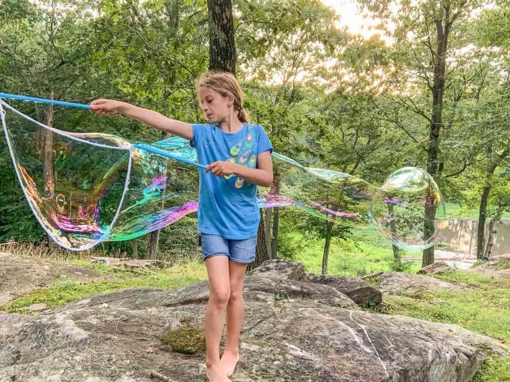 giant bubbles in our backyard