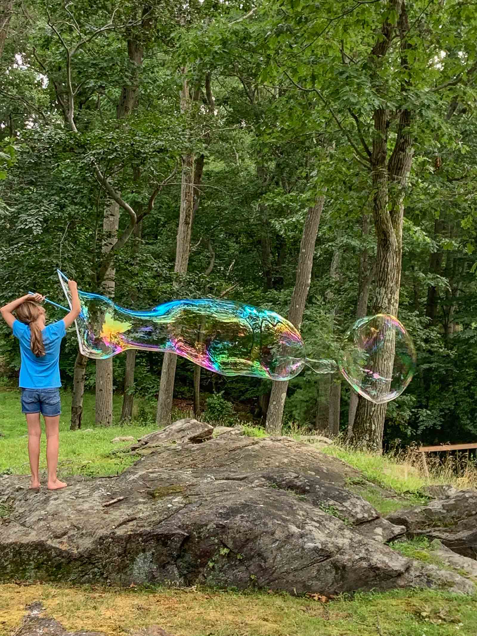 blowing giant backyard bubbles