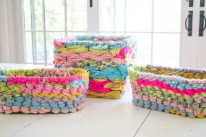 woven yarn baskets