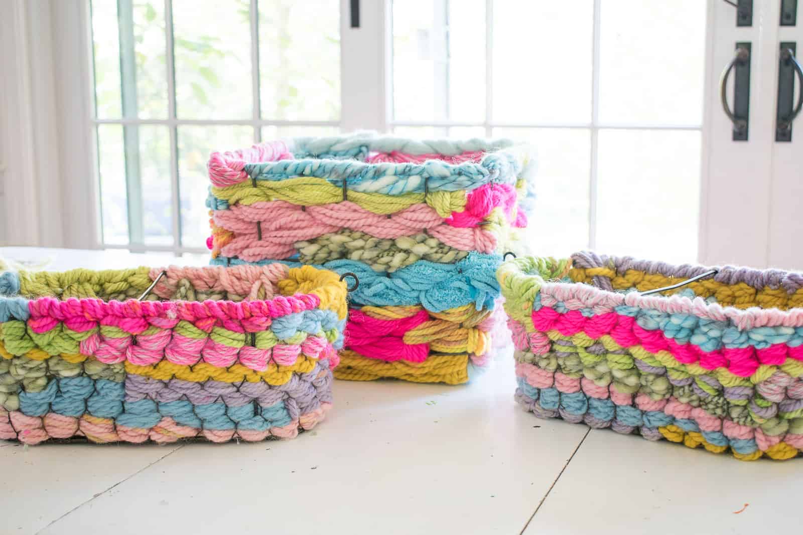 How to make a chunky yarn basket, woven yarn basket