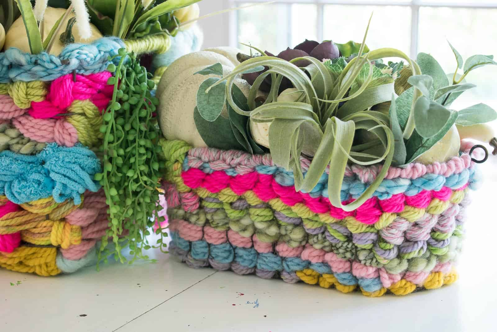 Turn Wire Baskets into a Colorful Woven Centerpiece - At Charlotte's House