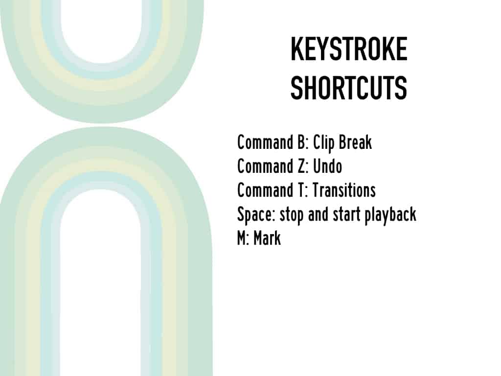 iMovie keystroke shortcuts