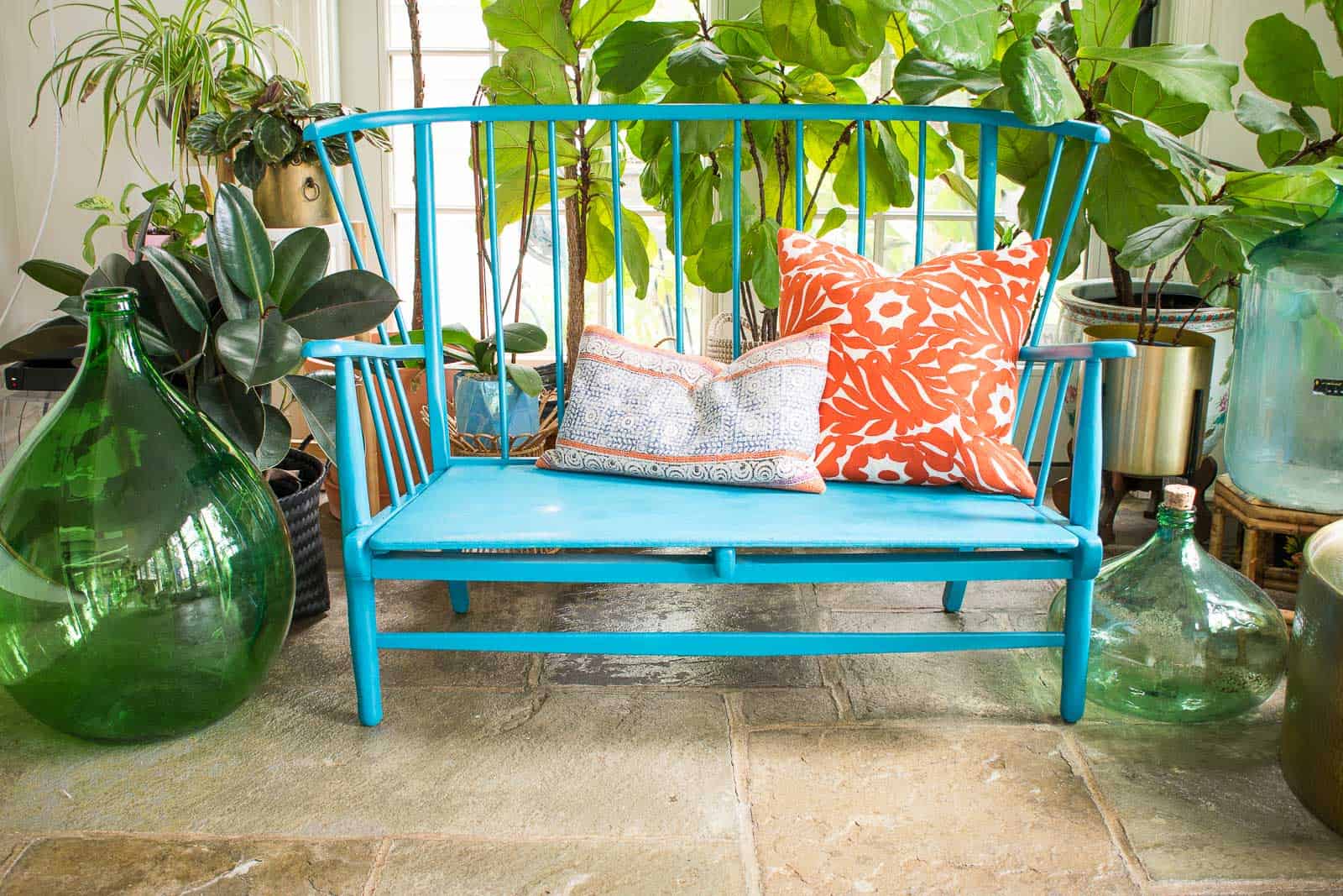 colorful bench makeover with epoxy putty