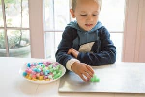 building with colorful sugar cubes