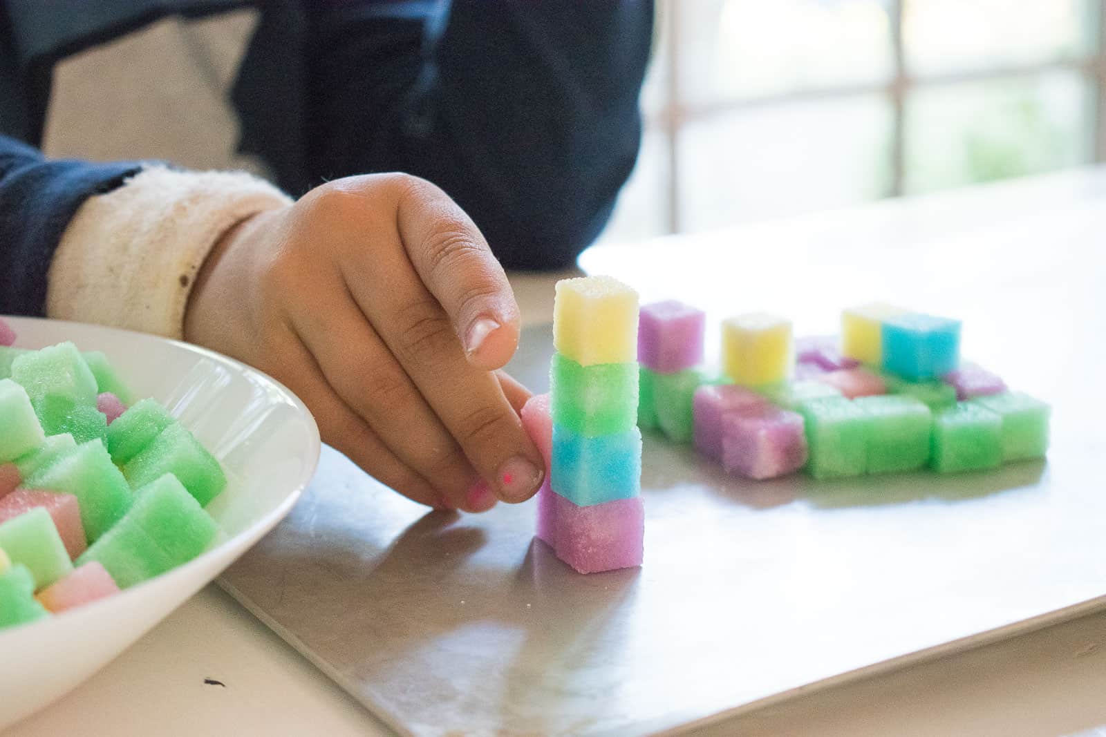 making shapes out of sugar cubes