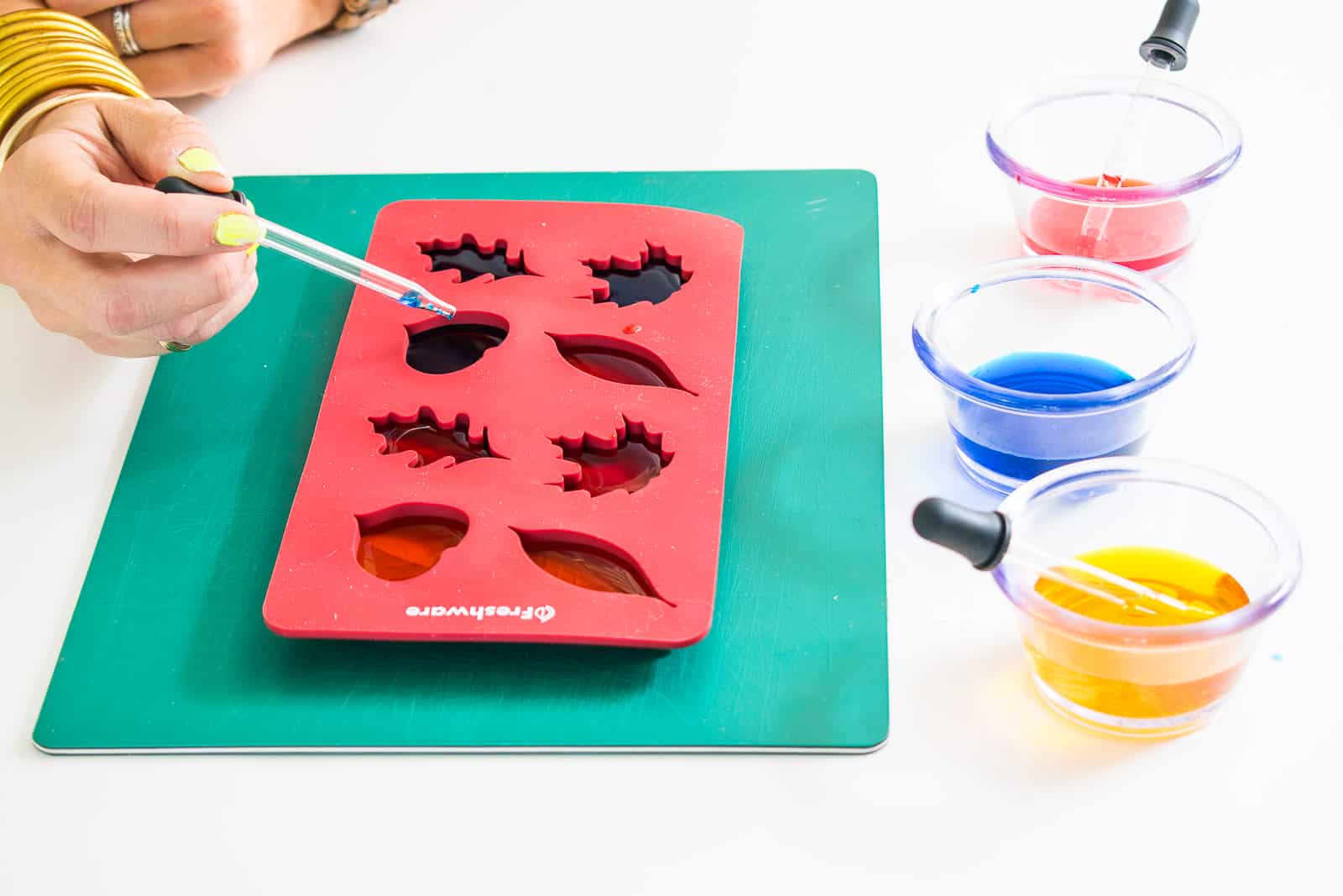 colorful ice cube trays