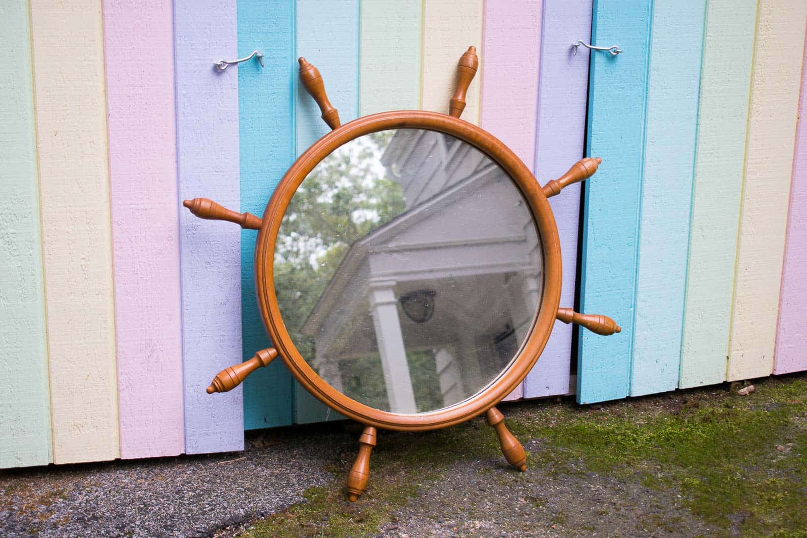 wooden nautical mirror