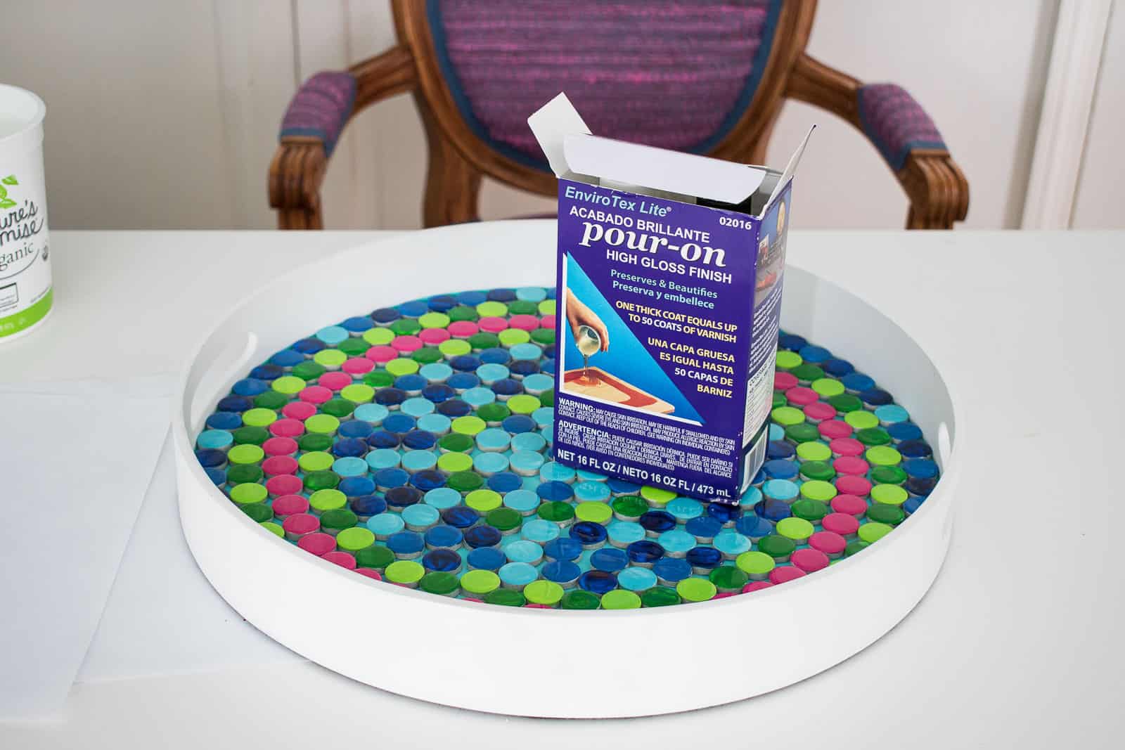 Resin Pour on Mosaic Tile Tray At Charlotte's House