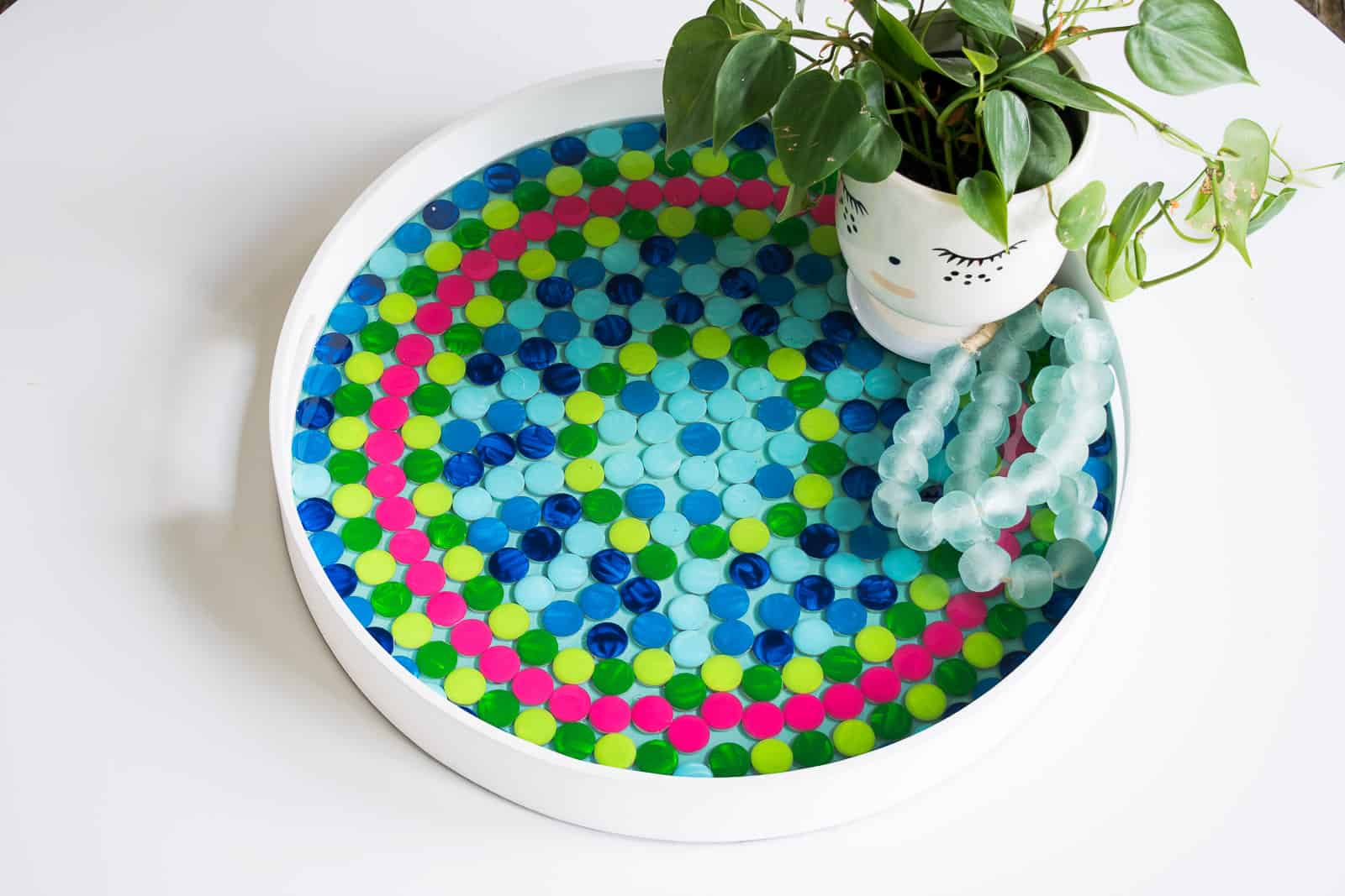 enamel painted penny tile tray