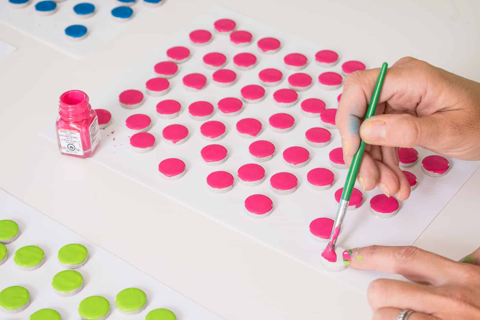 paint penny tiles with enamel paint