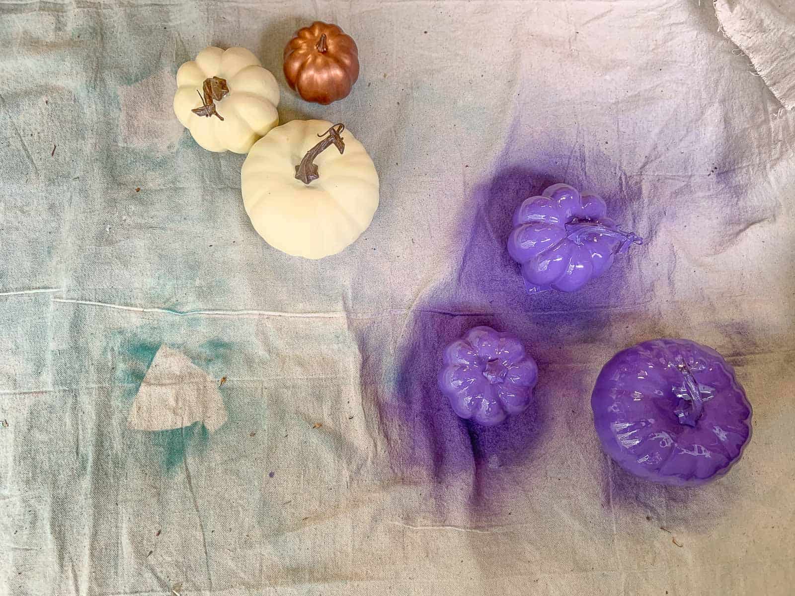 spray painted faux pumpkins