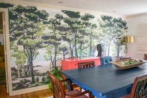 enchanted forest mural in the dining room