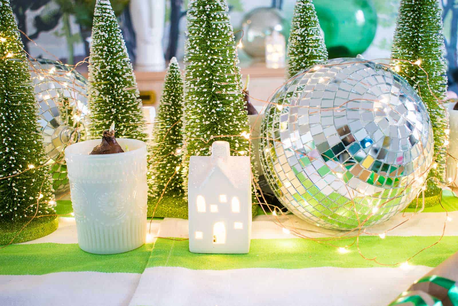 white twinkle house centerpiece