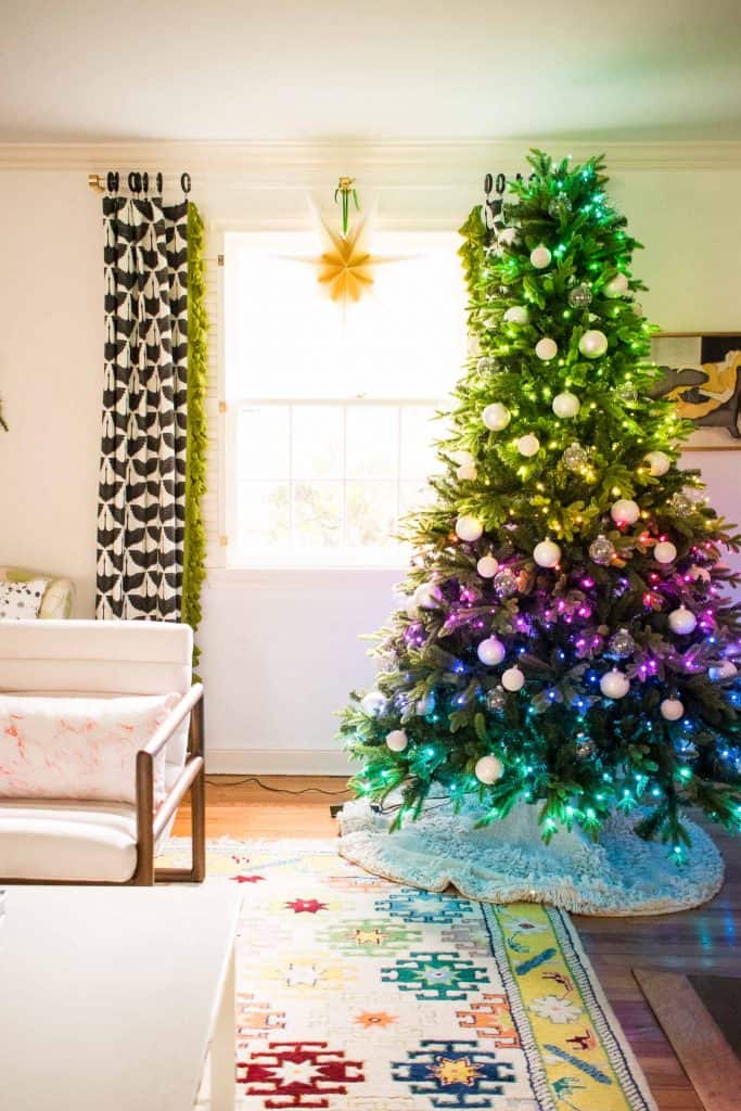 Rainbow Mantel and Christmas Tree with Colored Lights - At Charlotte's ...