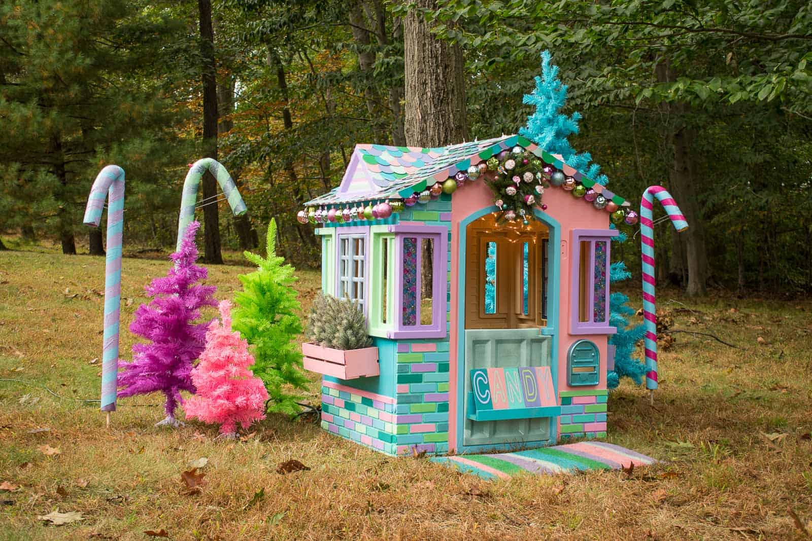 candy canes with playhouse