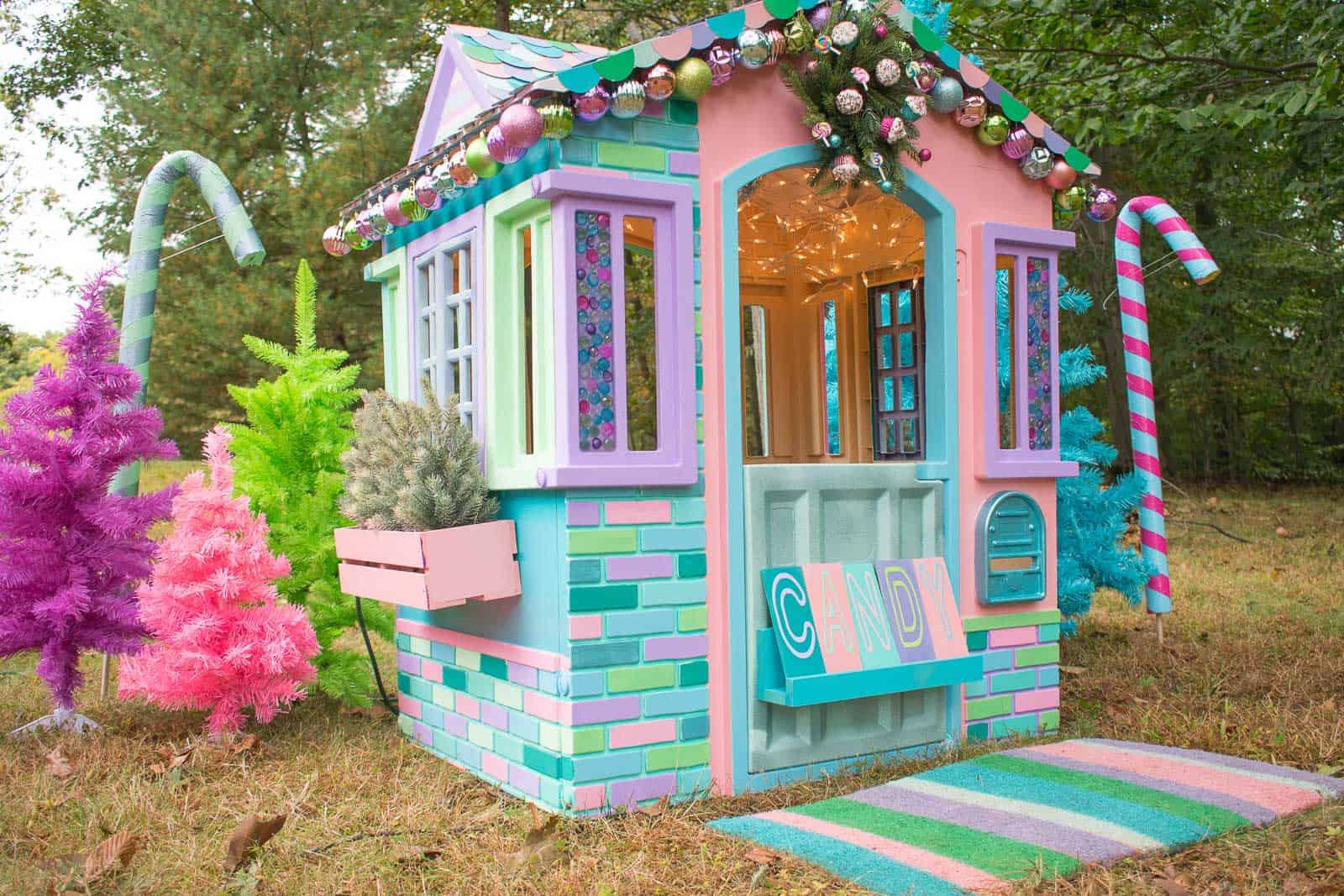 mini wreath above playhouse door