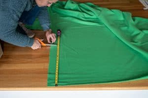 cut the fabric for the ottoman