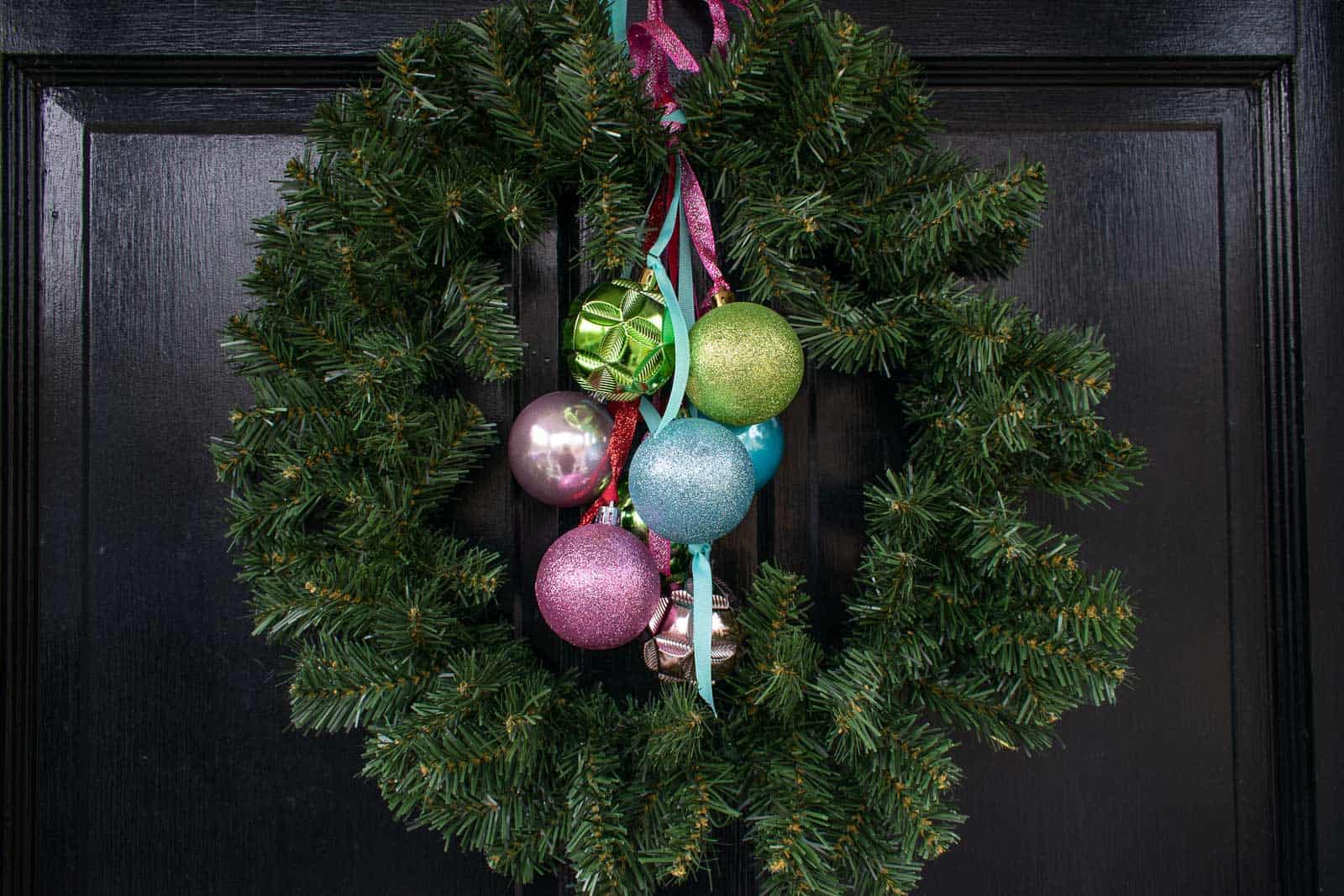 ornaments on wreath