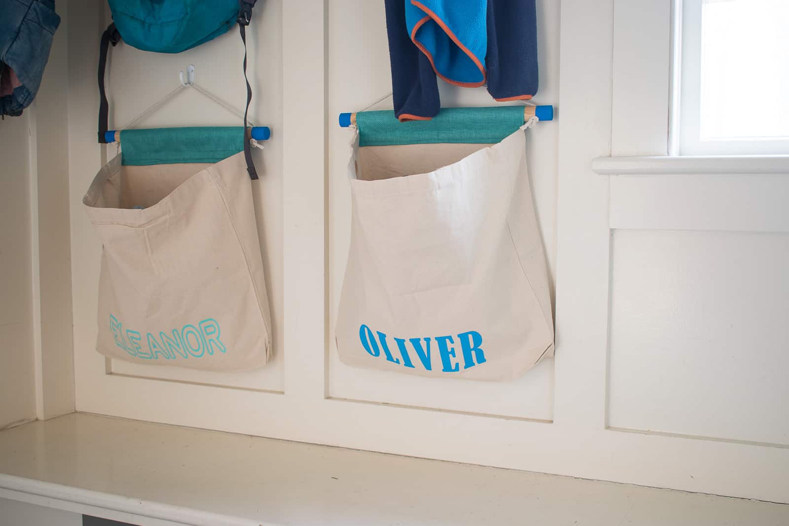 DIY Canvas Mudroom Storage Bags - At Charlotte's House