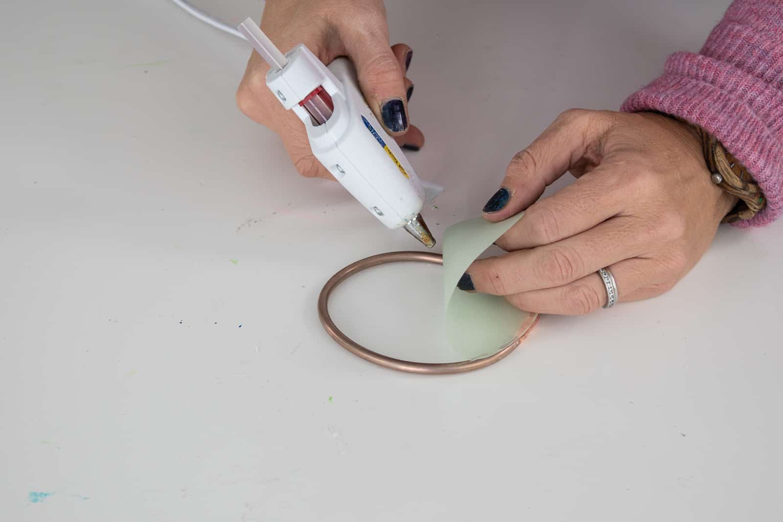 glue the vellum onto copper circle