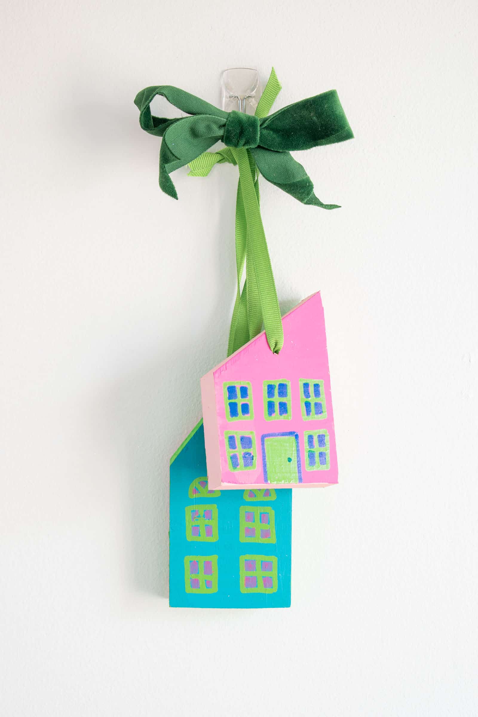 scrap wood painted house ornaments