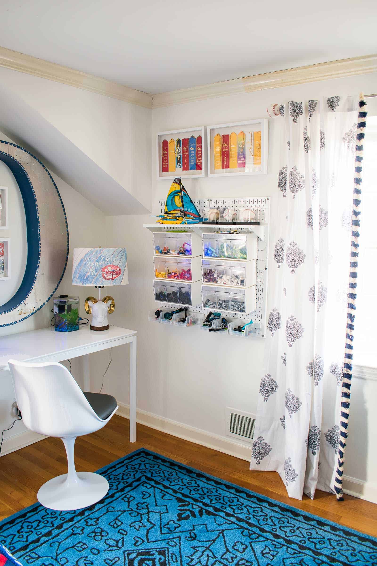 ribbons on display in boys room