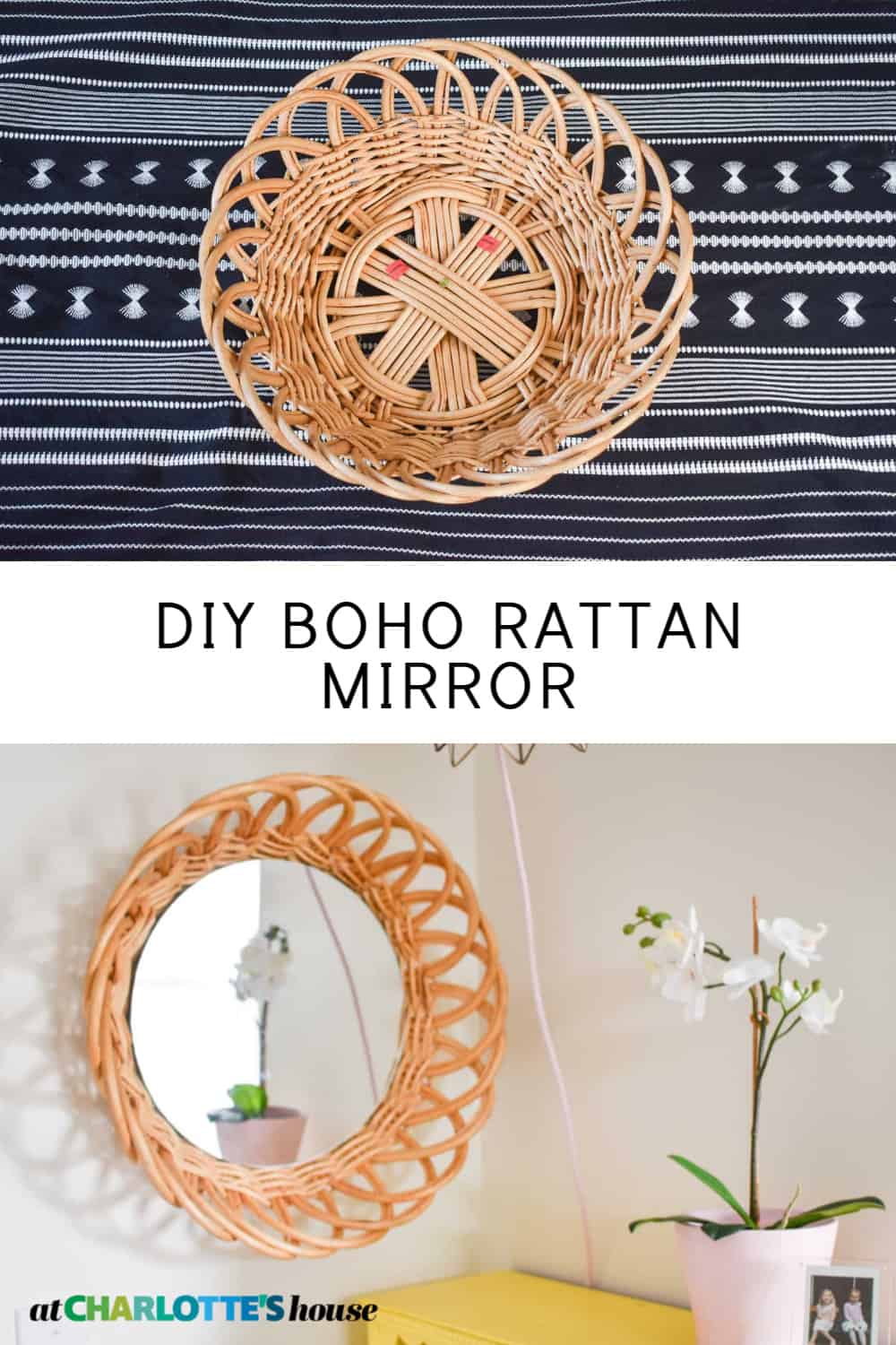 Round Rattan Mirror At Charlotte's House