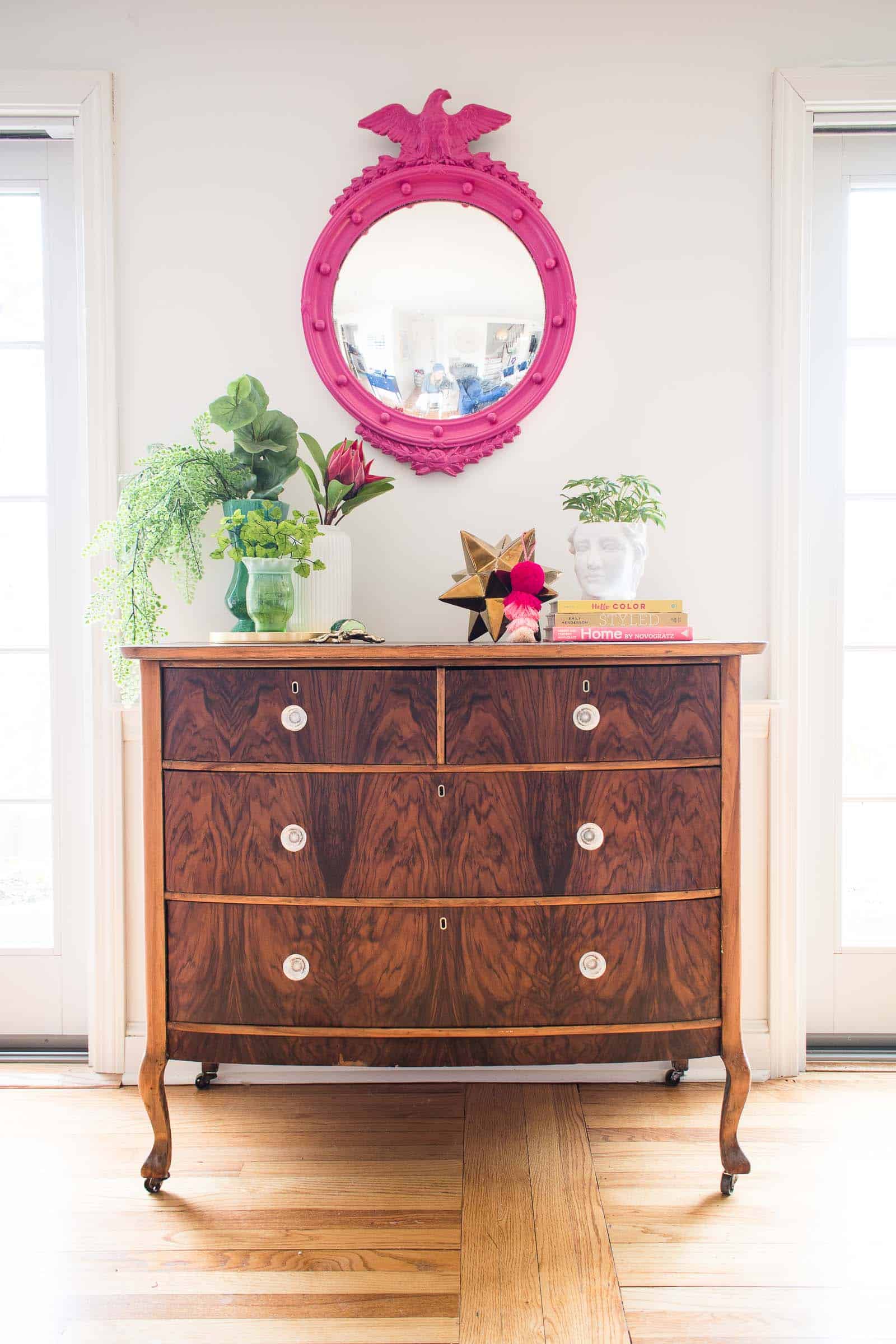 refinished wood dresser