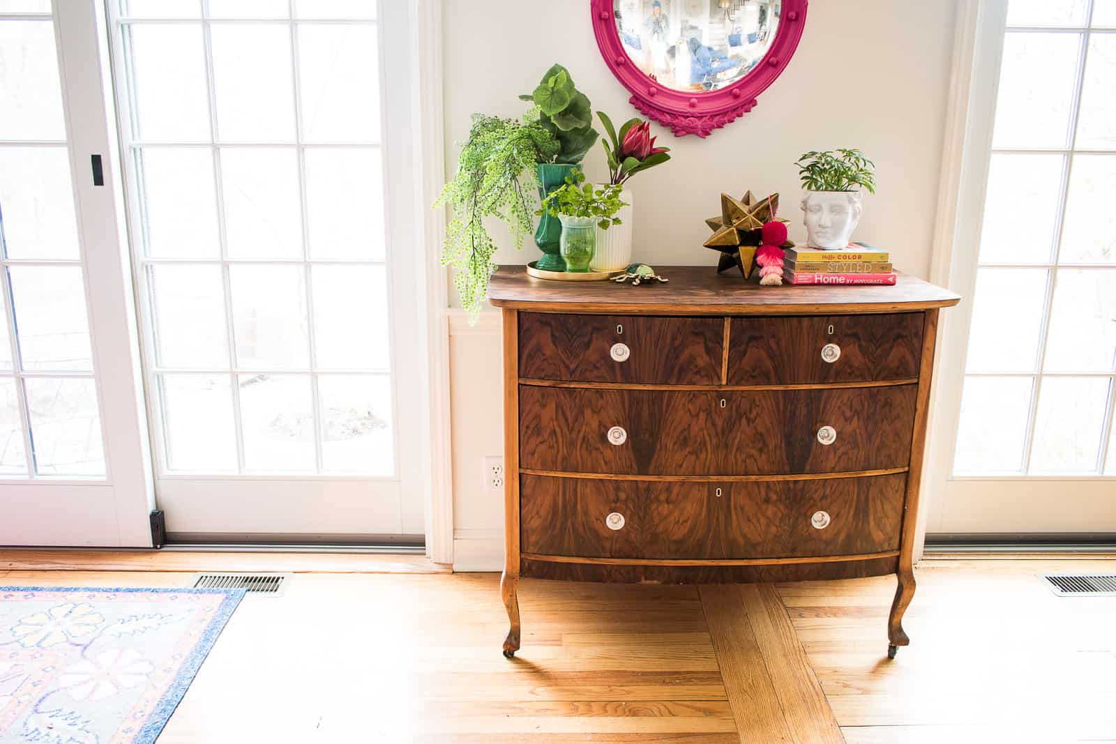 refinished wood dresser