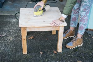 sand wooden table