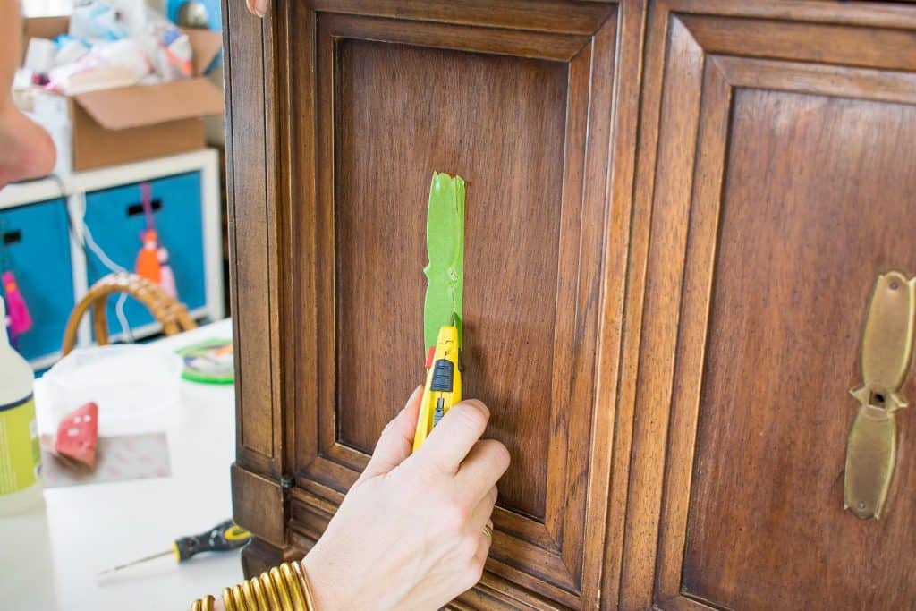 Painting a Wooden Table With the Help of Painters Tape At Charlotte's