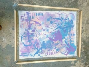 painted canvas with DIY frame