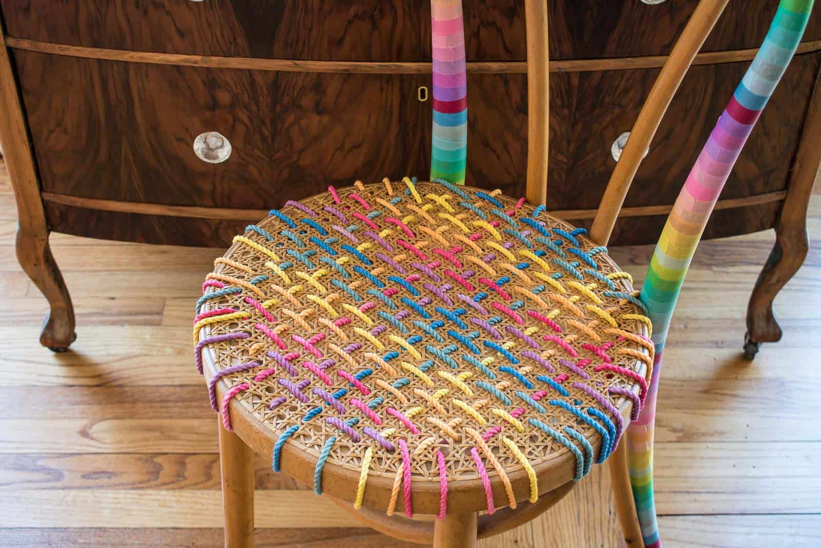 woven and taped bentwood chair