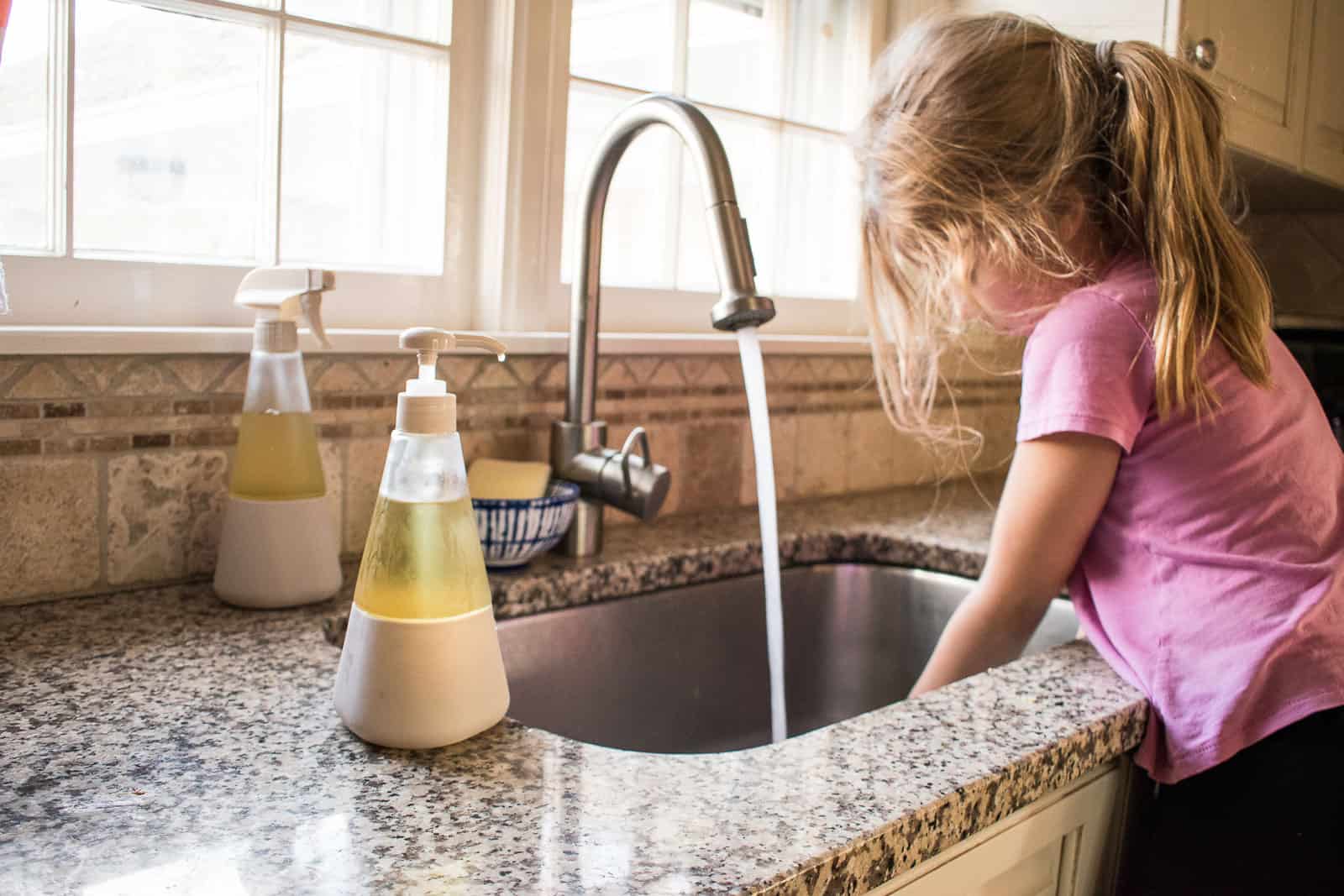 louisa doing the dishes