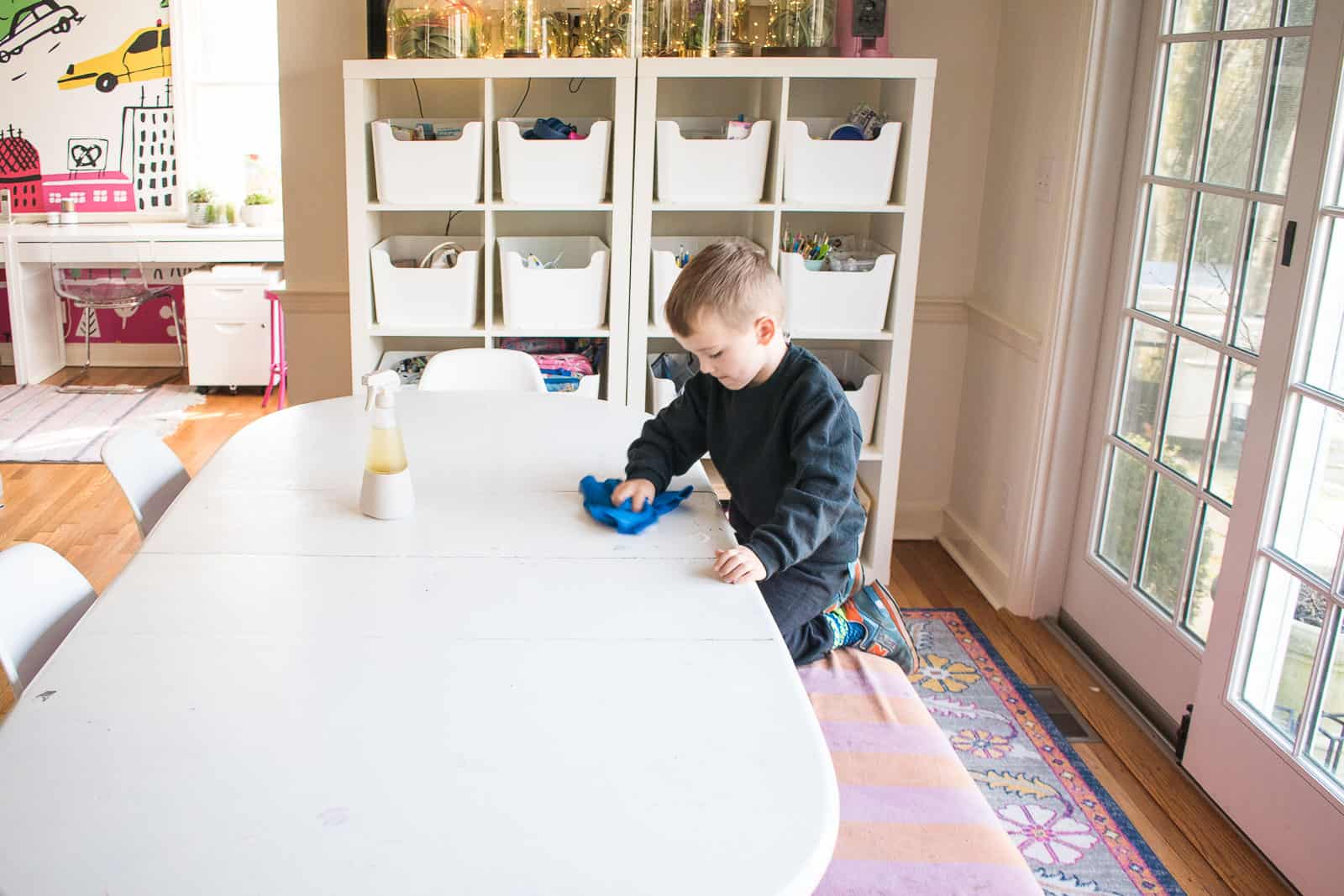 arthur cleaning the table